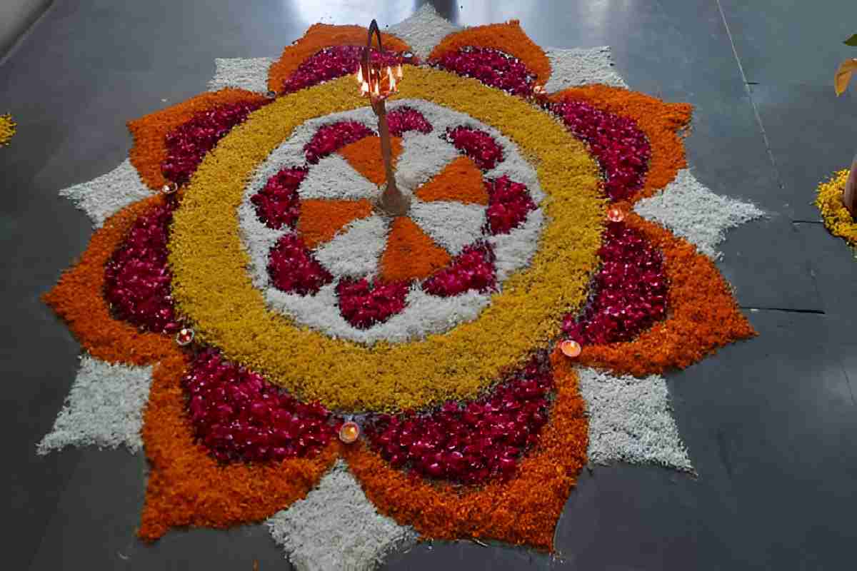 Free Hand Rangoli Designs with Flowers